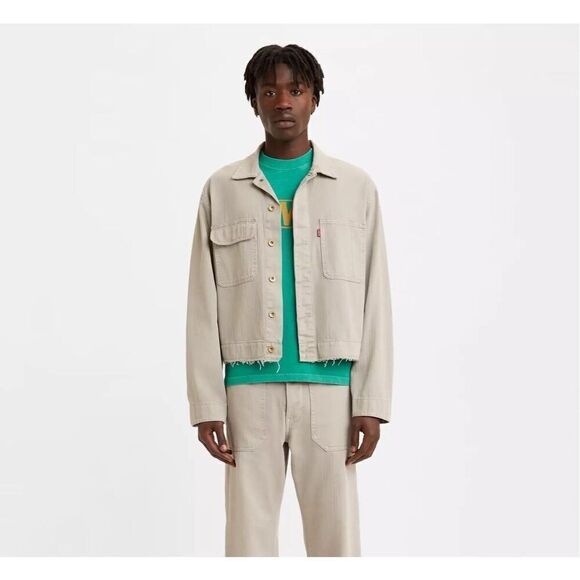 NWT LEVI’S Premium Half-All Oversized raw hem premium Japan Trucker Jacket sz m - Picture 1 of 10